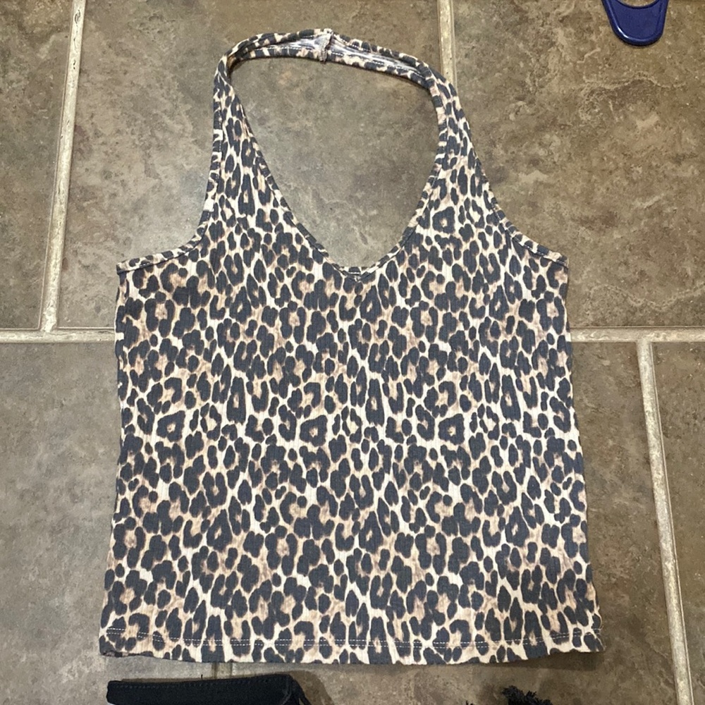 American Eagle Cheetah Halter Top